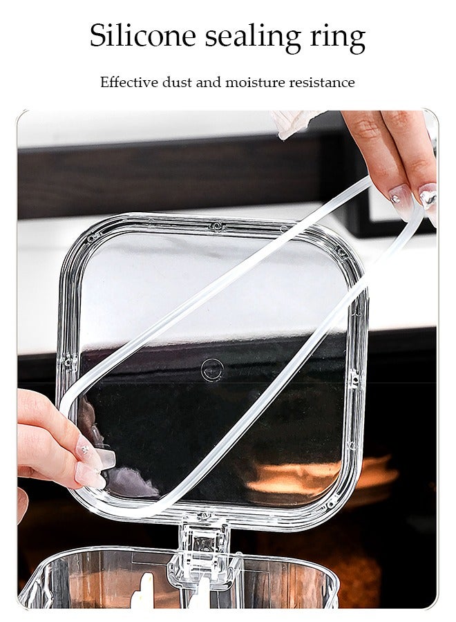 DUNISO 4 Compartment Seasoning Box, Household Transparent Plastic Spice Container, Kitchen Seasoning Bottle, Equipped With Four Spoons，Lids And Handle, Dustproof And Moisture Proof, Easy To Clean, Suitable For Home And Kitchen, 156 * 135 * 95mm - Image 5