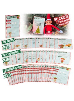 SCS Direct Elf Accessory Naughty Or Nice Report Cards, Jokes, X-Mas Activity Challenges For Your Shelf Elf - 50 Unique Cards - Make Christmas Fun For Kids & Family W Unique Holiday Treats From Santa & North Pole  - Image 1