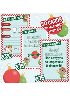 SCS Direct Elf Accessory Naughty Or Nice Report Cards, Jokes, X-Mas Activity Challenges For Your Shelf Elf - 50 Unique Cards - Make Christmas Fun For Kids & Family W Unique Holiday Treats From Santa & North Pole  - Image 2