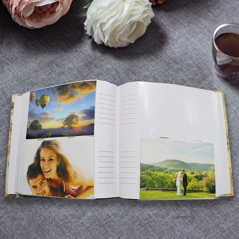 Holoary ألبوم صور هولاري 4 × 6 بسعة 200 صورة، صورتين في كل صفحة، مع عمود جلدي صناعي وتصميم خريطة قديمة مطبوعة - Image 5