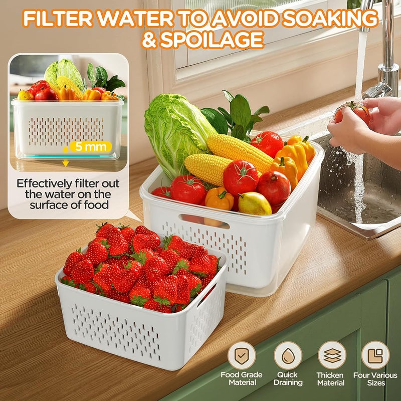 Winproper 5-Pack Fruit Storage Containers with Removable Colanders - Leakproof Fridge Organizer Bins - Image 3