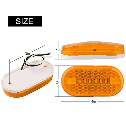 Partswcgg 14Pcs 4 Inch Rectangle Led Trailer Marker Lights w/Reflex Lens, 2x4 LED Trailer Clearance Side Marker Lights 6 LED Surface Mount for Truck RV Camper Motorhome Clearance Running Lights(7 Amber+ 7 Red) - Image 5