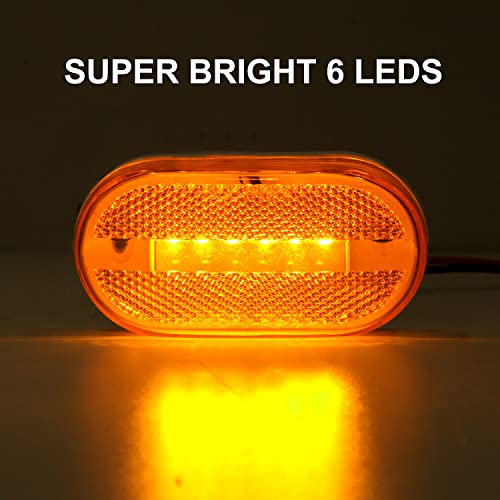 Partswcgg 14Pcs 4 Inch Rectangle Led Trailer Marker Lights w/Reflex Lens, 2x4 LED Trailer Clearance Side Marker Lights 6 LED Surface Mount for Truck RV Camper Motorhome Clearance Running Lights(7 Amber+ 7 Red) - Image 3