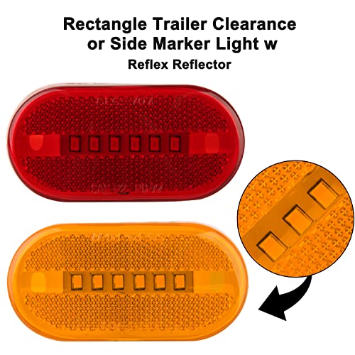 Partswcgg 14Pcs 4 Inch Rectangle Led Trailer Marker Lights w/Reflex Lens, 2x4 LED Trailer Clearance Side Marker Lights 6 LED Surface Mount for Truck RV Camper Motorhome Clearance Running Lights(7 Amber+ 7 Red) - Image 2
