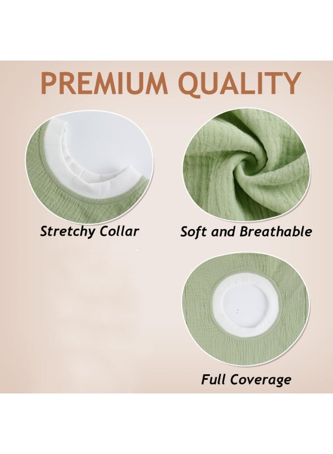 Muslin Baby Bibs Set of 3, Full Coverage Pullover Style, 51x27cm, Sage Green, Grey & Pink - Image 2
