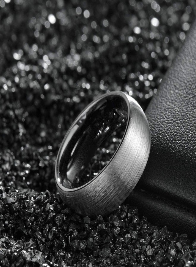 TRUMIUM 4mm 6mm 8mm Tungsten Rings for Men Women Engagement Wedding Band Brushed Black Comfort Fit Size 4-15, Tungsten, No Gemstone - Image 3
