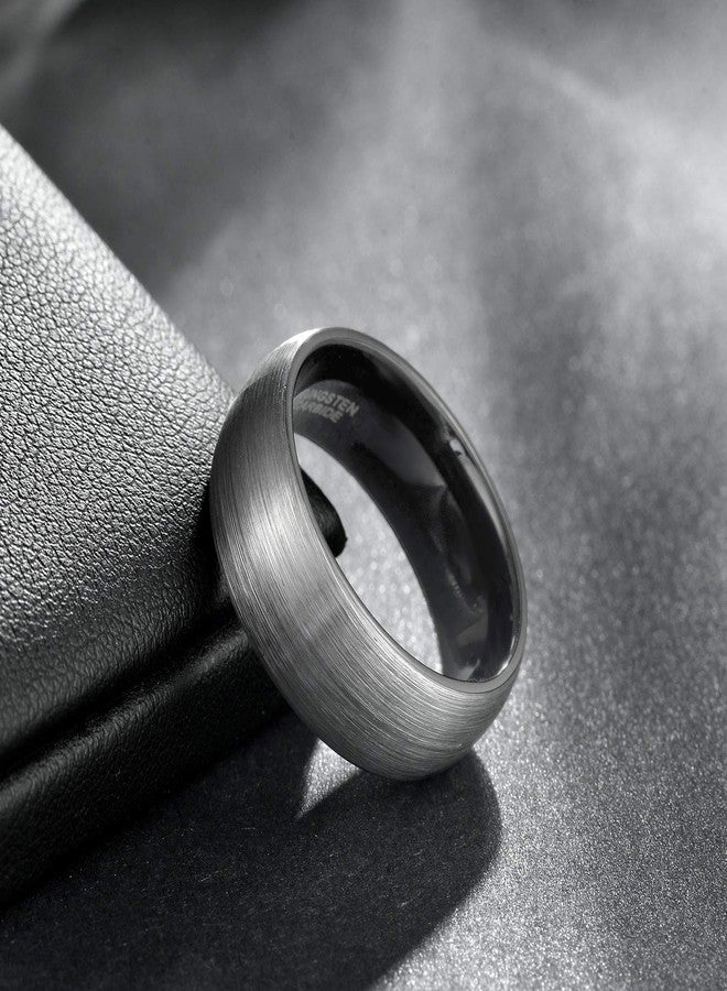 TRUMIUM 4mm 6mm 8mm Tungsten Rings for Men Women Engagement Wedding Band Brushed Black Comfort Fit Size 4-15, Tungsten, No Gemstone - Image 2
