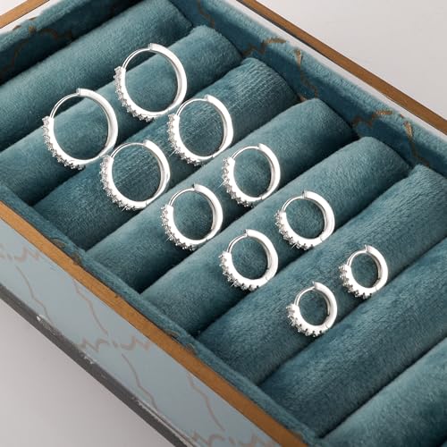 ALEXCRAFT Small 925 Sterling Silver Hoop Earrings for Women- Huggie Cartilage Earring Set Cute Mini Thin Tragus Hoops Multiple Piercings Aretes Earrings Women Trendy 5 Pairs(8/10/12/14/16) mm - Image 4