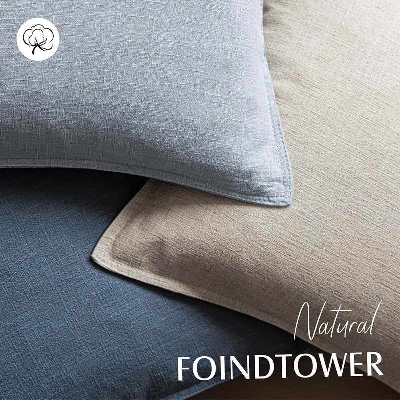 Foindtower Pack of 2, Decorative Linen Soild Throw Pillow Covers Soft Accent Euro Cushion Case Boho Farmhouse Pillowcase for Chair Couch Sofa Bedroom Living Room Home Decor 18 x 18 Inch Sky Blue - Image 4