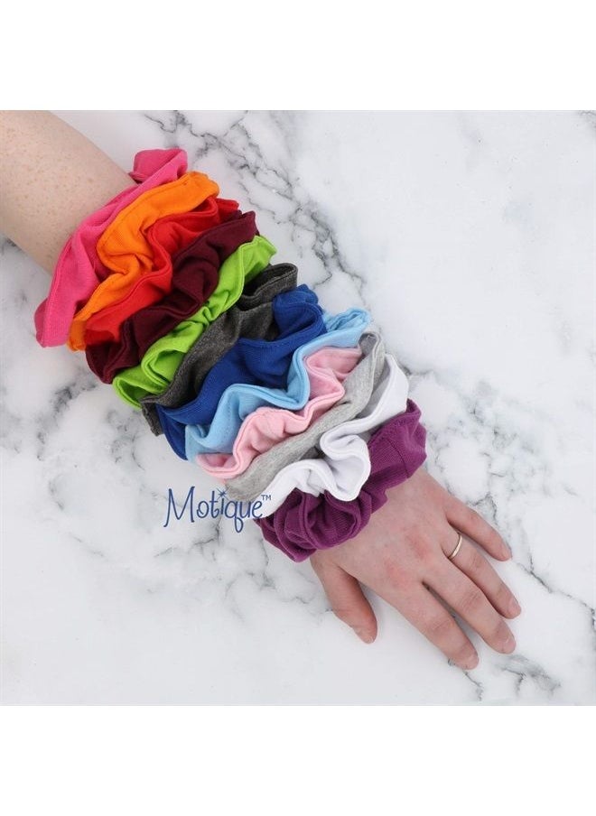 Motique Accessories 6 Pack Large Solid Scrunchies Hair Elastics-Red  - Image 3