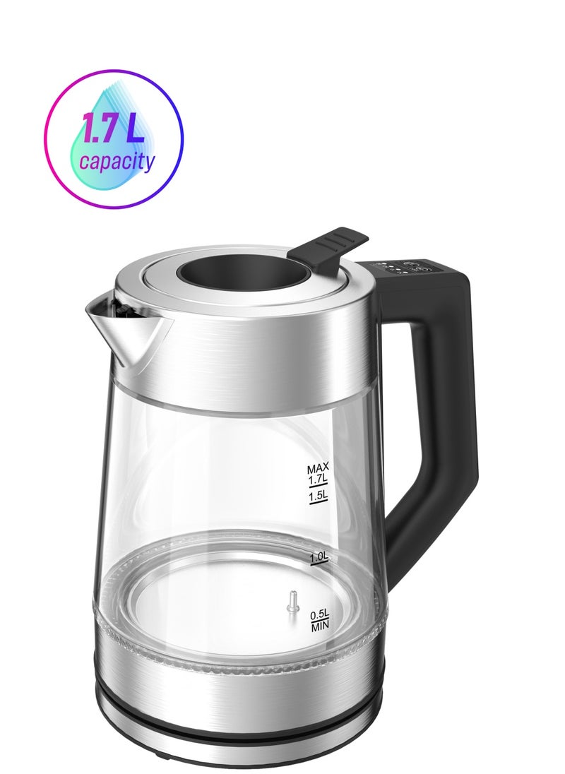 LePRESSO Multi-Temperature Illuminated Glass Kettle 1.7L Power 2200W /Power Plug - UK 3-Pin Plug / Quick Heating / Boil Dry Protection / Keep Warm Option / Temperature Control / Intuitive Control Panel - Black  - Image 1