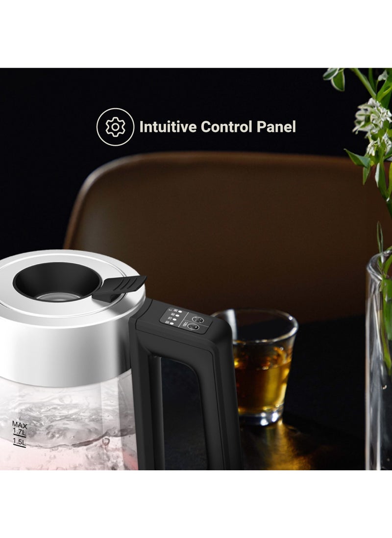 LePRESSO Multi-Temperature Illuminated Glass Kettle 1.7L Power 2200W /Power Plug - UK 3-Pin Plug / Quick Heating / Boil Dry Protection / Keep Warm Option / Temperature Control / Intuitive Control Panel - Black  - Image 3