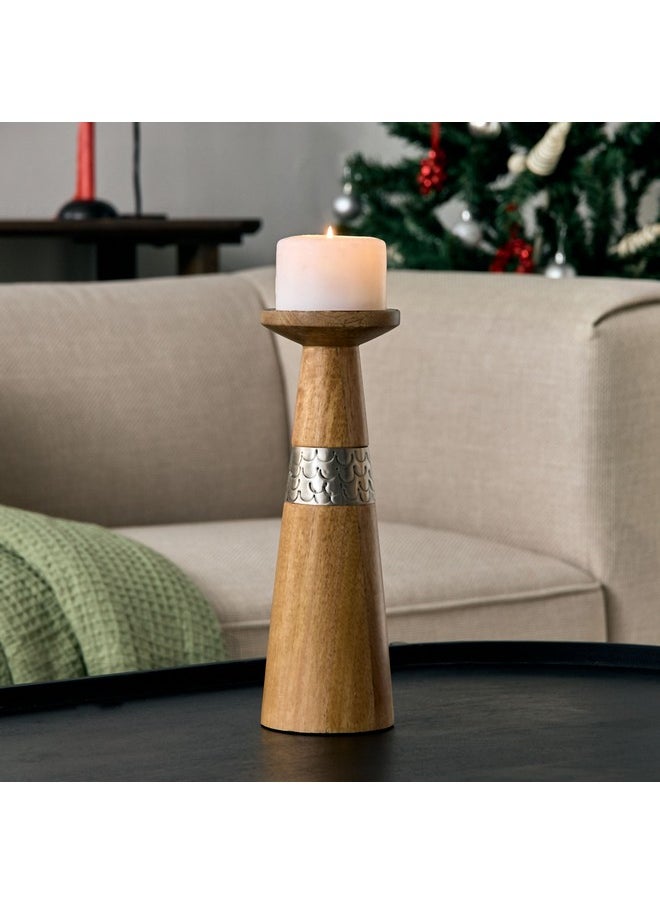 Home Box Flig Wooden and Iron Pillar Candle 10 x 30 x 10 cm  - Image 1