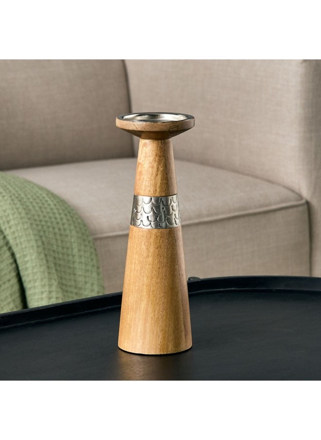 Home Box Flig Wooden and Iron Pillar Candle 10 x 30 x 10 cm  - Image 2