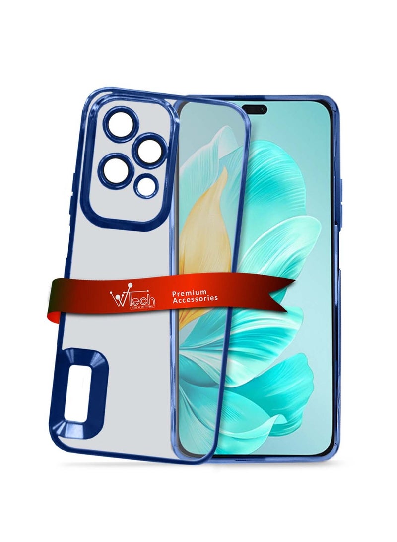 Wtech Honor 200 Lite 5G 2024 PU Luxury Plating Raised Lips Camera Hole Case Cover - Navy Blue - Image 1