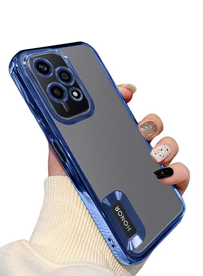 Wtech Honor 200 Lite 5G 2024 PU Luxury Plating Raised Lips Camera Hole Case Cover - Navy Blue - Image 2