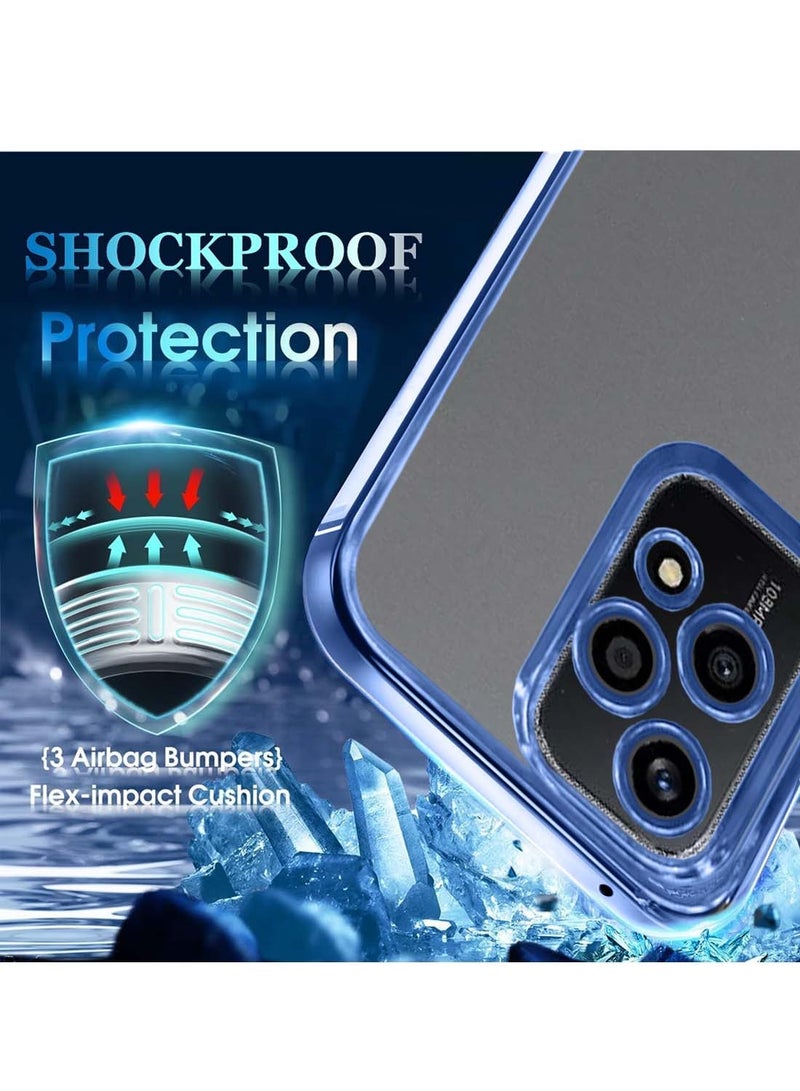 Wtech Honor 200 Lite 5G 2024 PU Luxury Plating Raised Lips Camera Hole Case Cover - Navy Blue - Image 3