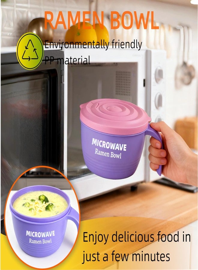 Layron Ramen Cooker Bowl - 45 oz Microwaveable Noodle Bowl Ramen in few Minutes- BPA Free and Dishwasher Safe Set with Chopsticks Perfect for Dorm, Small Kitchen, or Officee (purple) - Image 4