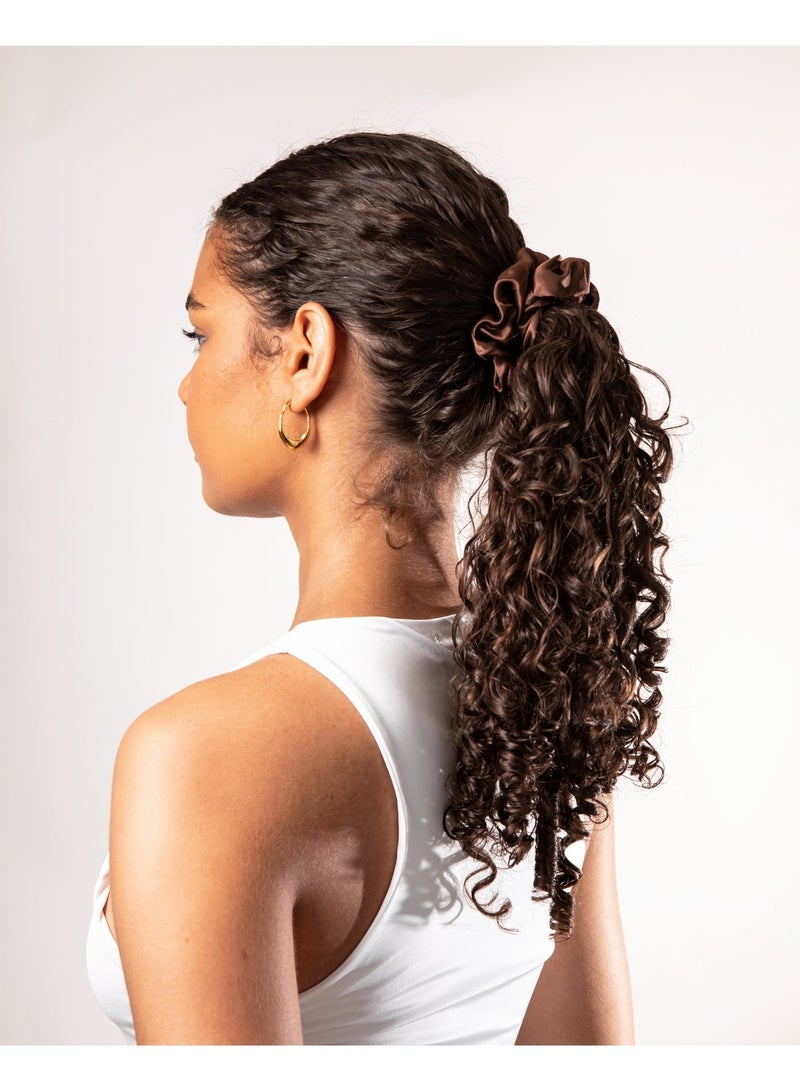 Silkie x2 Oversized Mulberry Silk Scrunchies – Soft No-Crease Hair Ties for Everyday Wear (Cocoa) - Image 3