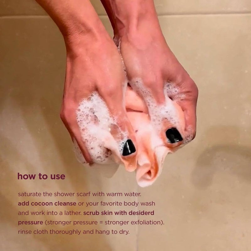 HANNI شال الاستحمام هاني الطويل جداً، مقشر الجسم المستوحى من اليابان، قماش غسيل يشبه اللوف لإزالة الجلد الميت - Image 3