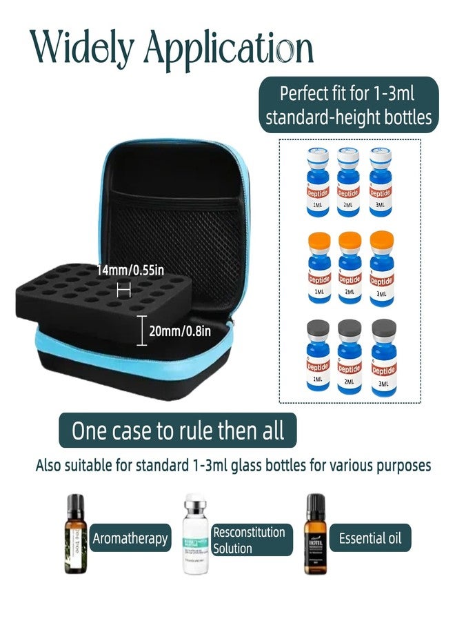 lyvantha Peptide Vial Case for Fridge, 30 Slots Insulin Fridge Holder Storage Case–Fits 1-3ml Vials for Peptide, Insulin and GLP-1 Storage, Black and Blue Zipper - Image 3
