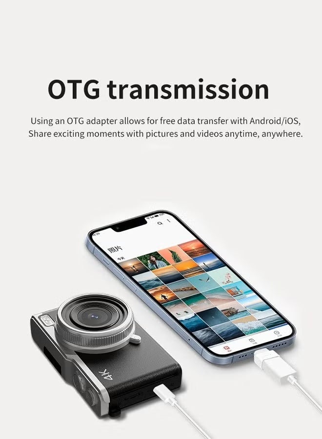 ZONBON 4K Digital Camera, 64MP Vlogging Cameras, 16X Autofocus Point and Shoot Digital Camera with 2.4in 180°Flip Screen, Compact Vlog Travel Camara with 64G TF Card for Photography, Black - Image 5