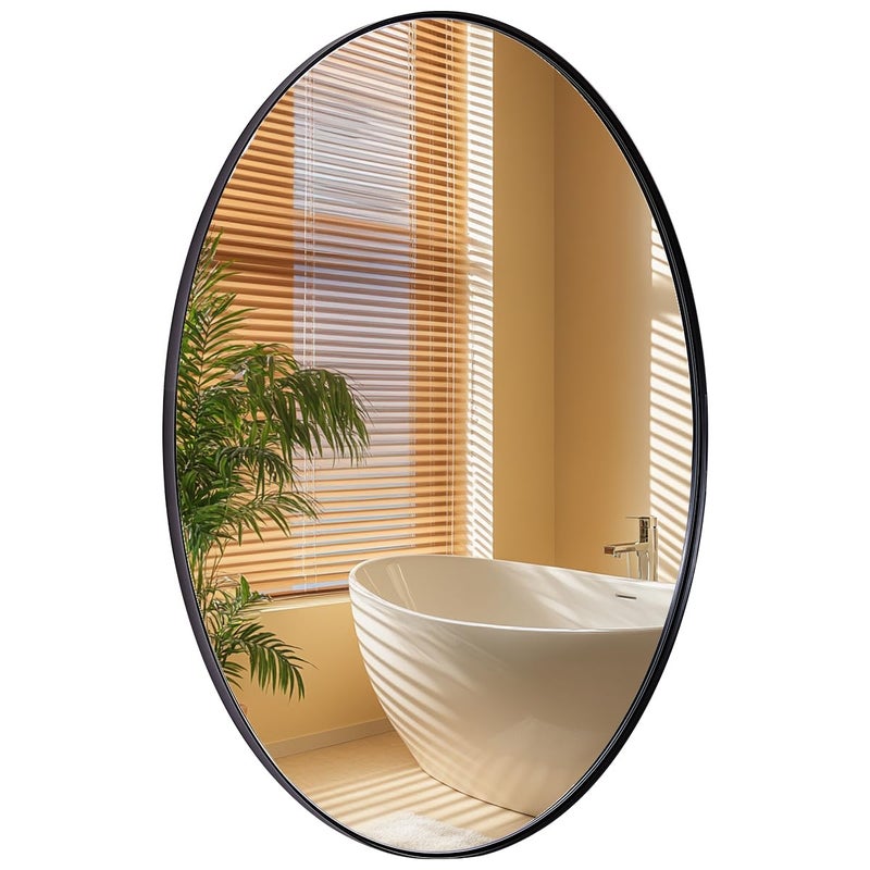 ANDY STAR Black Oval Mirror for Bathroom 24x36 Wall Mirror for Bathroom Large Oval Black Mirror for Bathroom Oval Vanity Mirror Oval Wall Mirror Stainless Steel Metal Frame Wall Mount Mirror