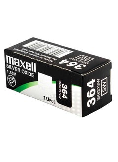 Maxell 10-Pieces Maxell 364 / SR621SW 1.55V Silver Oxide Hg0% Zero Mercury Batteries  - Image 1