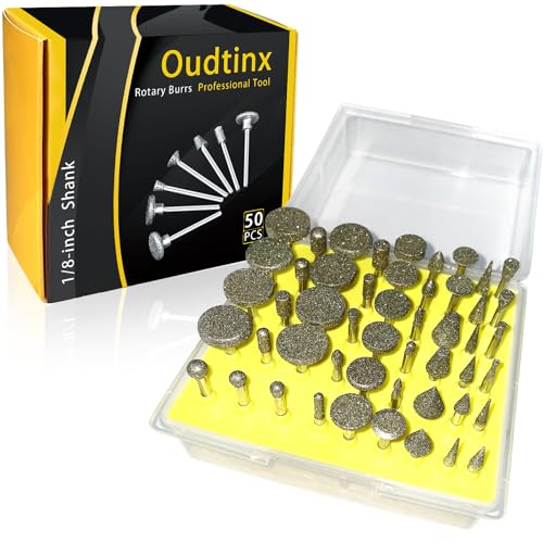 Oudtinx 50pcs Diamond Coated Grinding Head Grinding Burrs Set for Dremel Rotary Tool - Image 2