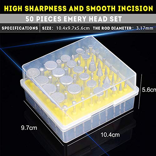 Oudtinx 50pcs Diamond Coated Grinding Head Grinding Burrs Set for Dremel Rotary Tool - Image 3