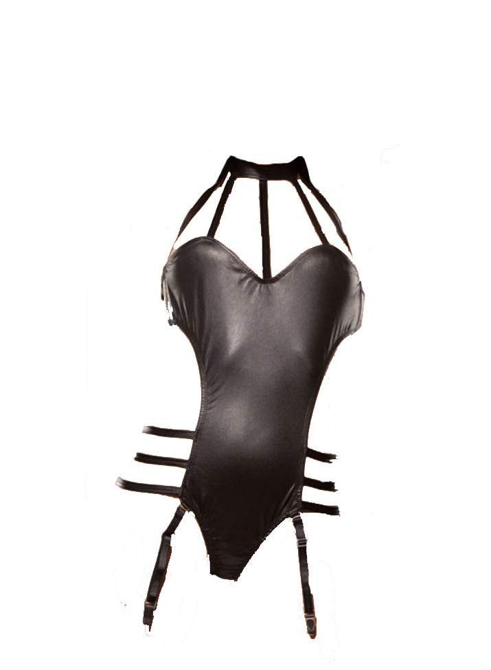 Women Cat Suit One Piece Metallic Skinny Club wear Costume.  - Image 1