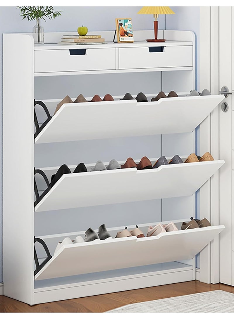 DubaiGallery Modern Luxury Hallway Closet, Stylish Simple Balcony Shoes and Slippers Rack, Wooden White - Image 1