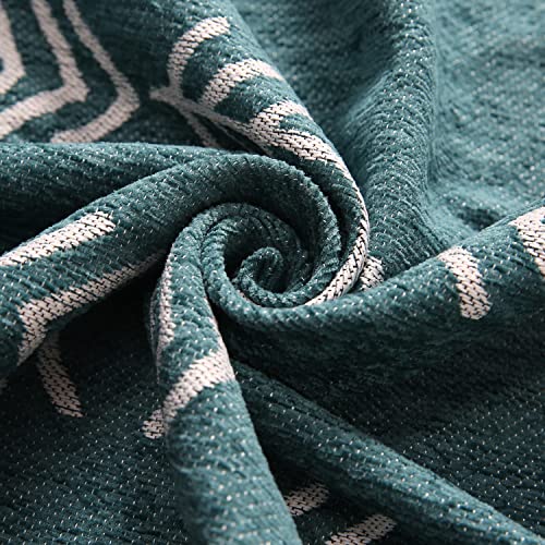 HOKIPO Chenille Sofa Couch Cover Throws Blanket Slipcover 1 Seater, 180 (D) X 180 (L) Cm (AR-4590-D3), Teal - Image 5