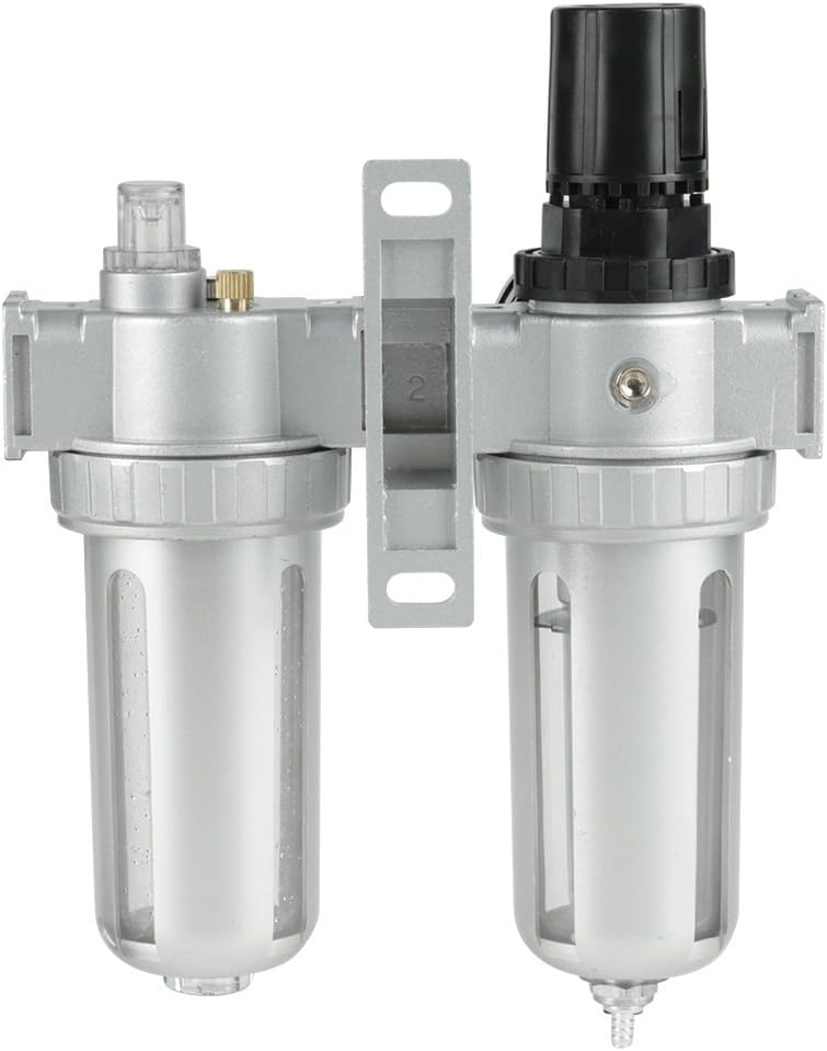 Wal front 1/2" Air Filter Press Regulator and Lubricator Gauge Kit Trap Oil Water Separator Tools - Image 4