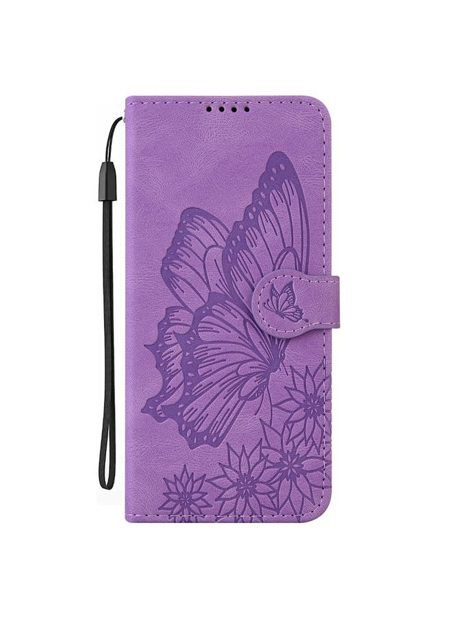 اس-توب جراب هاتف OPPO A17 بتصميم جلدي بتصميم كلاسيكي مع نقش فراشات أفقية - Image 2