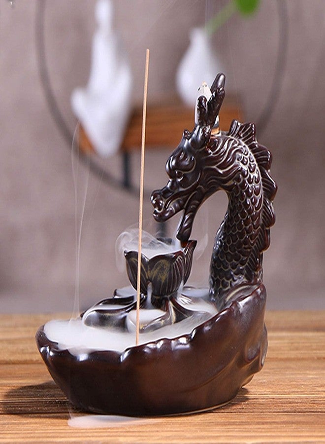 YIENENG Dragon Incense Waterfall Burner Ceramic Backflow Incense Holder Set with Incense Cones and Incense Sticks, Dragon Ornament for Home Décor - Image 3