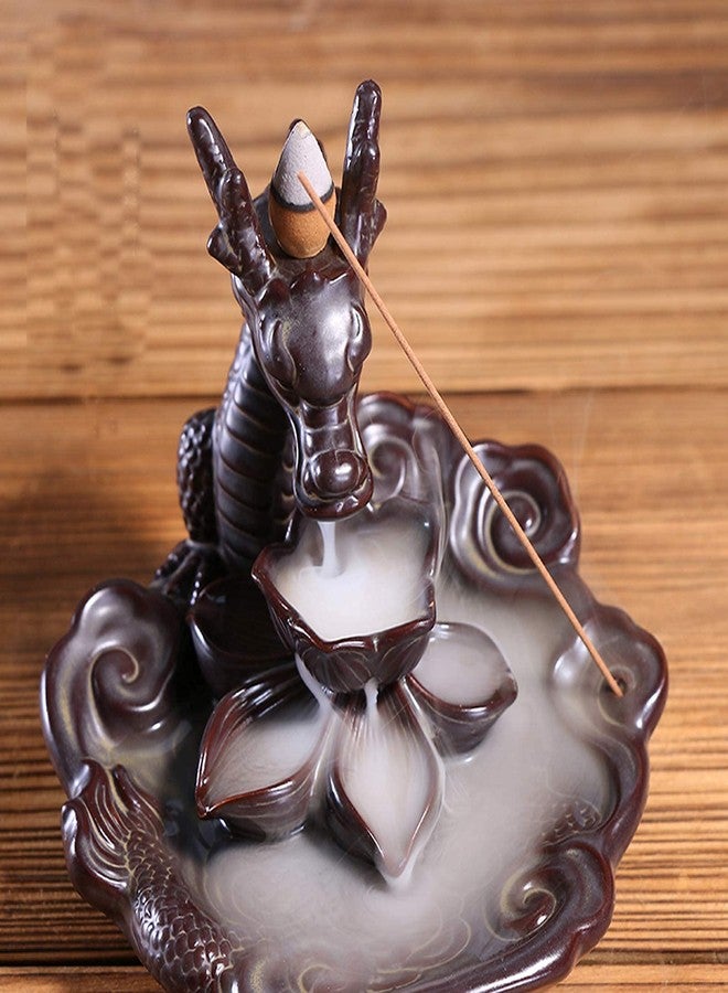 YIENENG Dragon Incense Waterfall Burner Ceramic Backflow Incense Holder Set with Incense Cones and Incense Sticks, Dragon Ornament for Home Décor - Image 4