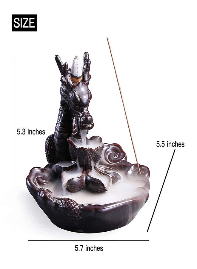 YIENENG Dragon Incense Waterfall Burner Ceramic Backflow Incense Holder Set with Incense Cones and Incense Sticks, Dragon Ornament for Home Décor - Image 5