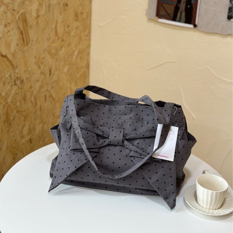 Polka Dot Star Bow Tote Bag - Image 4