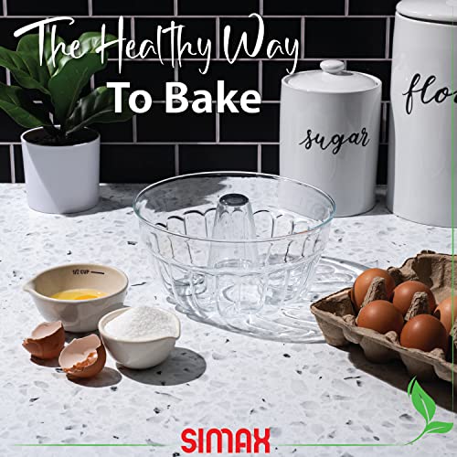 SIMAX Clear Glass Fluted Bundt Pan, Heat, Cold, and Shock Proof, Holds 1.4 Quarts (5.4 Cups), Made in Europe, Great for Small Ring Cakes, Puddings, Desserts, Monkey Bread, and More, Dishwasher Safe - Image 3
