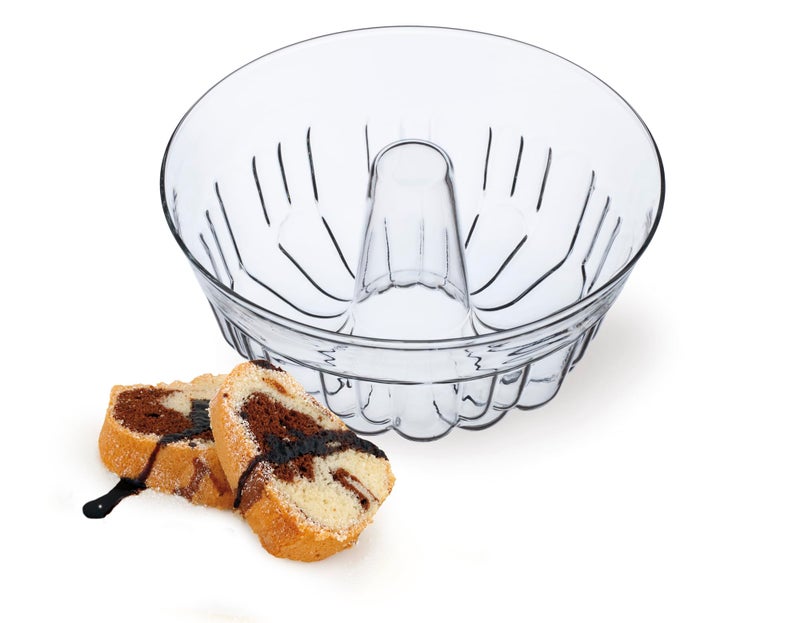 SIMAX Clear Glass Fluted Bundt Pan, Heat, Cold, and Shock Proof, Holds 1.4 Quarts (5.4 Cups), Made in Europe, Great for Small Ring Cakes, Puddings, Desserts, Monkey Bread, and More, Dishwasher Safe - Image 1