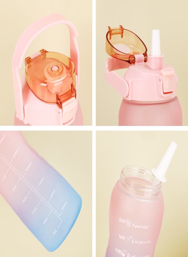 1500mL Water Bottle with Marker Straw Handle Leakproof Large Capacity Water Bottle Reusable Water Jug for Hiking Travel Outdoor Sports Gym Fitness - Image 5