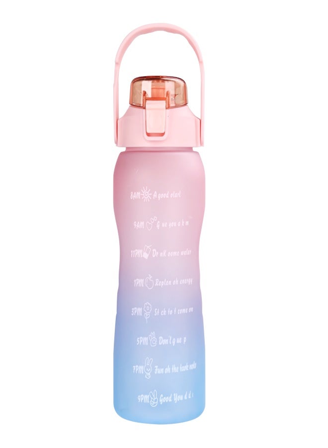 1500mL Water Bottle with Marker Straw Handle Leakproof Large Capacity Water Bottle Reusable Water Jug for Hiking Travel Outdoor Sports Gym Fitness - Image 1
