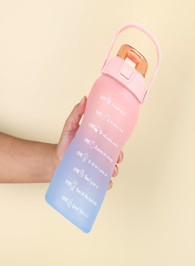 1500mL Water Bottle with Marker Straw Handle Leakproof Large Capacity Water Bottle Reusable Water Jug for Hiking Travel Outdoor Sports Gym Fitness - Image 3