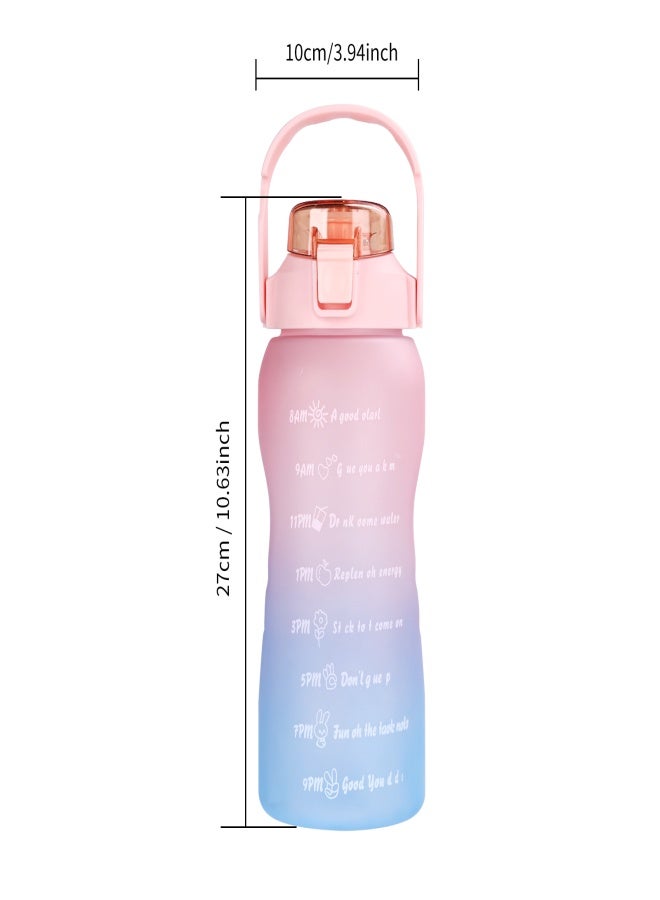 1500mL Water Bottle with Marker Straw Handle Leakproof Large Capacity Water Bottle Reusable Water Jug for Hiking Travel Outdoor Sports Gym Fitness - Image 2