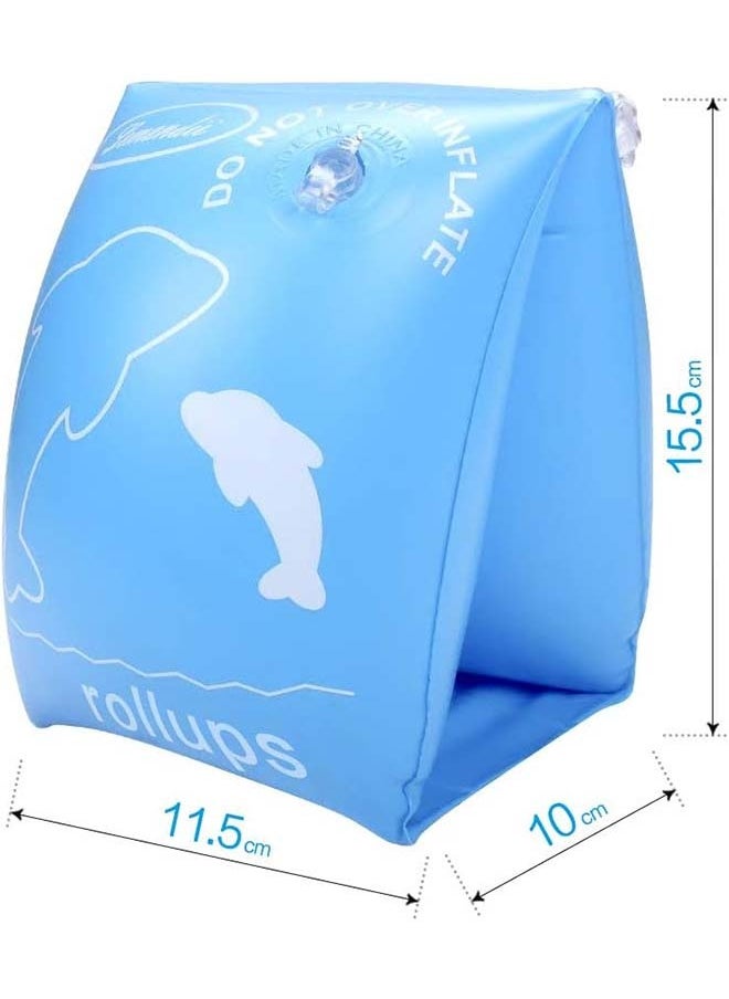 Hihonor Armbands Inflatable Swimming Arm Bands for Kids/Toddlers/Boys/Girls,Cute Baby Armbands Pool Swim Floats Arm Band Floaties Childrens Armbands for Swimming Training Learning 0-4 Years (Blue)  - Image 2