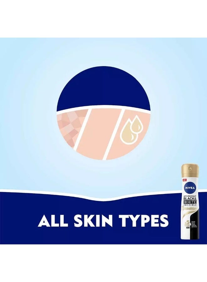 NIVEA Black and White Invisible Silky Smooth Deo Spray, Antiperspirant for Women, Spray 150ml - Image 3