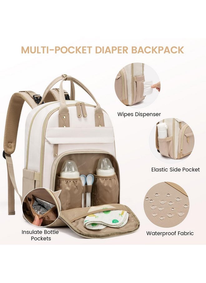 Lovevook LOVEVOOK Diaper Bag Backpack, Baby Bag with Changing Pad, Large Diaper Backpack Boy Girl, Waterproof Baby Registry Bag for Mom Dad with Stroller Buckles, Beige-khaki  - Image 3