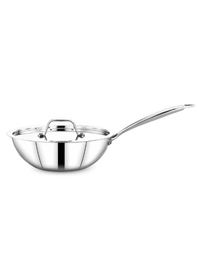 Maxima Stainless Steel Wok Pan With Lid 24 cm - Image 1