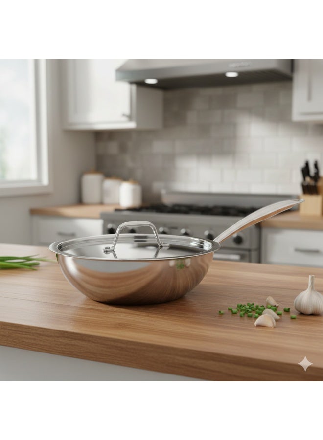 ماكسيما مقلاة مع غطاء ستانلس ستيل مقاس 24 سم - Image 1